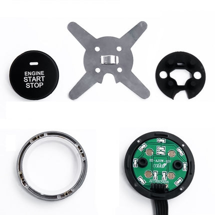 Smart Car Switch Car Engine Start Stop Switch Car Push Start Switch, with RFID Alarm System, Blue Light