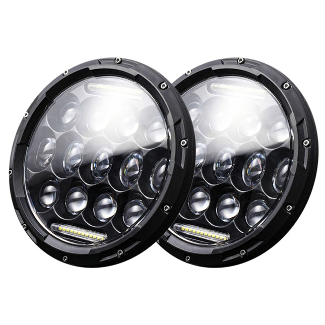 2 PCS 7 inch DC10-48V 36W 6000K Harley Motorcycle Headlight with 12 SMD-5630-LED Lamps and 12 Crystal Lamp Beads