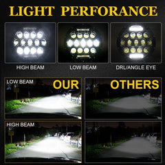 2 PCS 7 inch DC10-48V 36W 6000K Harley Motorcycle Headlight with 12 SMD-5630-LED Lamps and 12 Crystal Lamp Beads