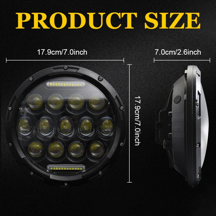 2 PCS 7 inch DC10-48V 36W 6000K Harley Motorcycle Headlight with 12 SMD-5630-LED Lamps and 12 Crystal Lamp Beads