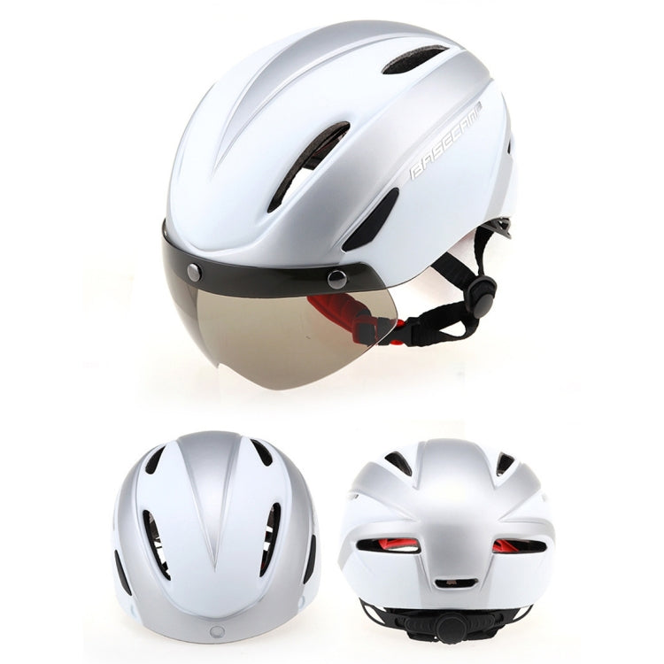 Base Camp Colorful Men and Women Road Mountain Bike Magnetic Goggles Helmets Riding Safety Helmet Head Circumference Fit for 56-62cm, Riding Safety Helmet(Silver)