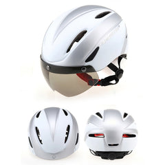 Base Camp Colorful Men and Women Road Mountain Bike Magnetic Goggles Helmets Riding Safety Helmet Head Circumference Fit for 56-62cm, Riding Safety Helmet(Silver)