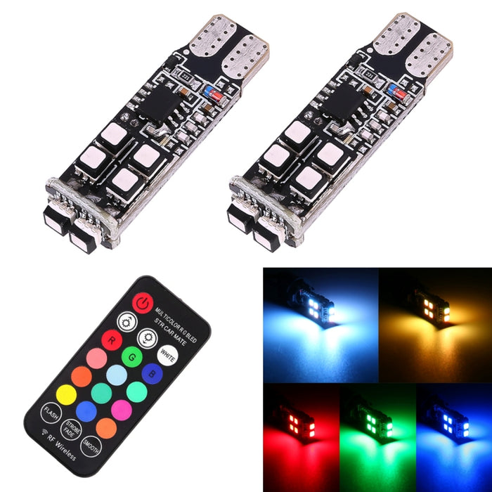 2 PCS W5W 194 T10 Multi Colors 10 SMD 3535 LED Car Clearance Light Marker Light with Remote Control, DC 12V, 2 PCS SMD 3535