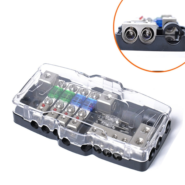 Car Audio Stereo Distribution Block Ground Mini ANL Fuse Block 4 Way Fuse Block 30A 60A 80Amp with LED, 4 Way Fuse Block