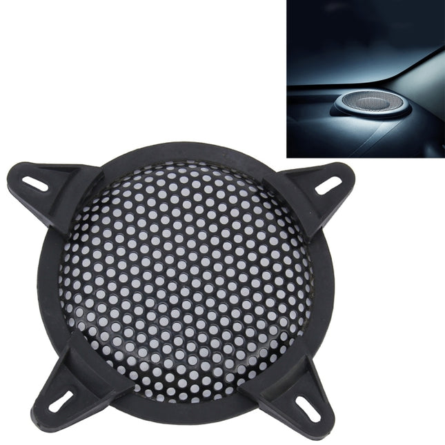 5 inch Car Auto Metal Mesh Black Round Hole Subwoofer Loudspeaker Protective Cover Mask Kit with Fixed Holder, 5 Inch