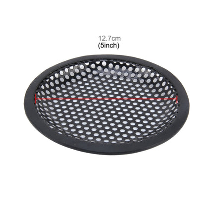 5 inch Car Auto Metal Mesh Black Round Hole Subwoofer Loudspeaker Protective Cover Mask Kit with Fixed Holder, 5 Inch