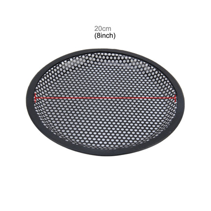 8 inch Car Auto Metal Mesh Black Round Hole Subwoofer Loudspeaker Protective Cover Mask Kit with Fixed Holder, 8 Inch