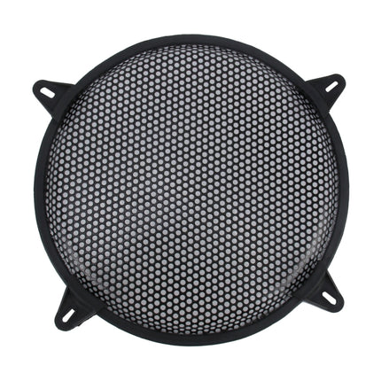 12 inch Car Auto Metal Mesh Black Round Hole Subwoofer Loudspeaker Protective Cover Mask Kit with Fixed Holder, 12 Inch