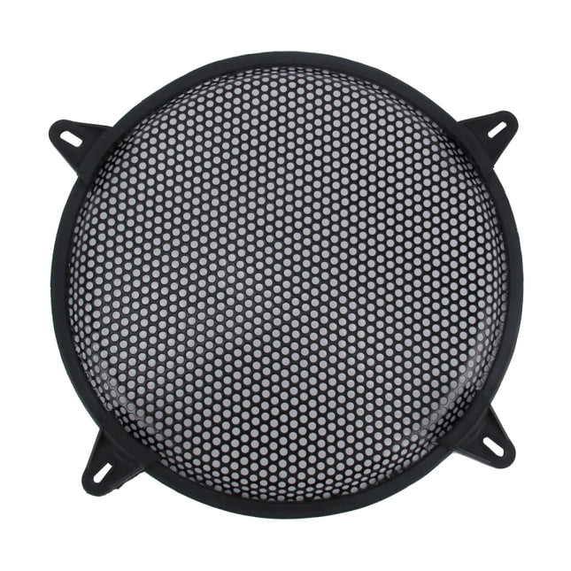 12 inch Car Auto Metal Mesh Black Round Hole Subwoofer Loudspeaker Protective Cover Mask Kit with Fixed Holder, 12 Inch