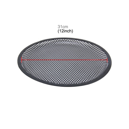 12 inch Car Auto Metal Mesh Black Round Hole Subwoofer Loudspeaker Protective Cover Mask Kit with Fixed Holder, 12 Inch