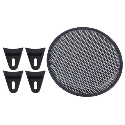 12 inch Car Auto Metal Mesh Black Round Hole Subwoofer Loudspeaker Protective Cover Mask Kit with Fixed Holder, 12 Inch