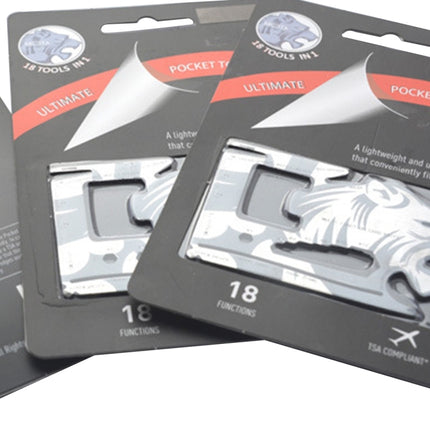 18 in 1 Multi-functional Stainless Steel Outdoor Camping EDC Steller Card Knife Screwdriver Headphone Wrap Fruit Peeler  Phone Kickstand  Inch and Centimeter Ruler Opener