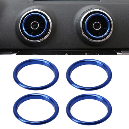 4 PCS Car Outlet Decorative Rings Aluminum Alloy Air Outlet Chrome Trim Ring Car Dashboard  Air Vents Cover Sticker Decoration for Audi A3
