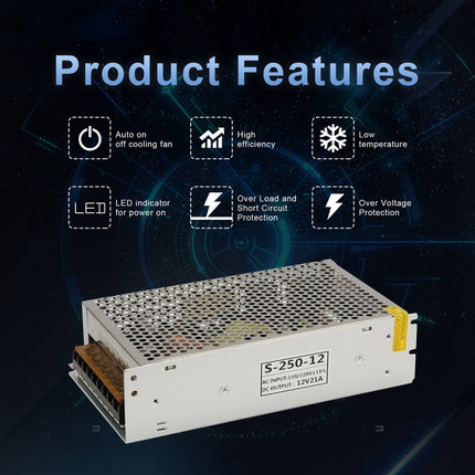 AC 110 / 220V to DC 12V 15A 180W Power Adapter AC-DC Converter Step Down Module, 15A 180W