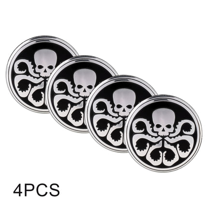 4 PCS Car-Styling Skull Pattern Wheel Hub Decorative Sticker, Diameter: 5.8cm, Skull Pattern