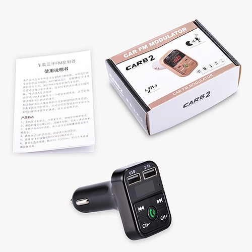 B2 Dual USB Charging Bluetooth FM Transmitter MP3 Music Player Car Kit, Support Hands-Free Call  & TF Card & U Disk, B2 (Rose Gold)