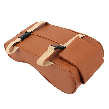 Universal Car PU Leather and Memory Foam Wrapped  Armrest Box Breathable Car Armrest Box Mat with Phone Holder Storage Bag, without Card Slot (Brown), without Card Slot (Black Red), without Card Slot (Black ), without Card Slot (Khaki)