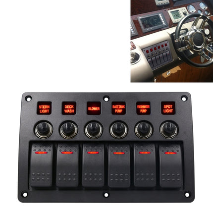 3Pin 6 Way Switches Combination Switch Panel with Light and Projector Lens for Car RV Marine Boat, 3Pin 6 Way