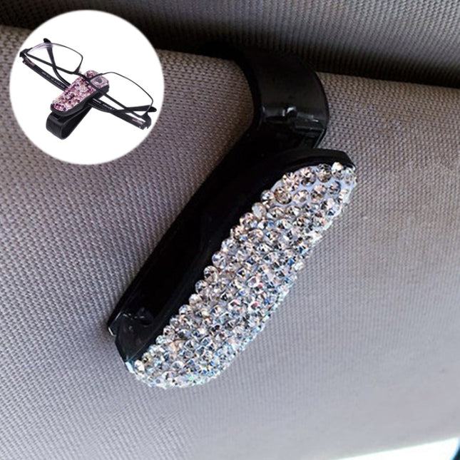 Car Pure Color Diamond Mounted Glasses Bill Clip Holder