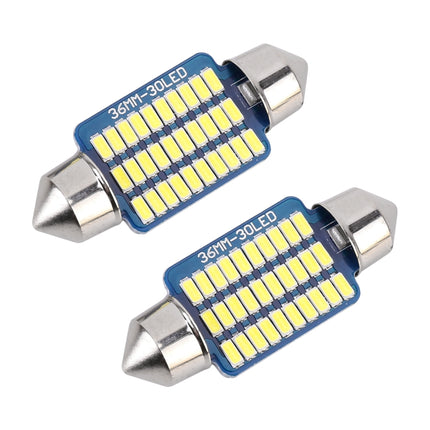 2 PCS 36mm DC12V / 1.5W / 6000K / 100LM 30LEDs SMD-3014 Car License Plate Light / Dome Light, with Decoder