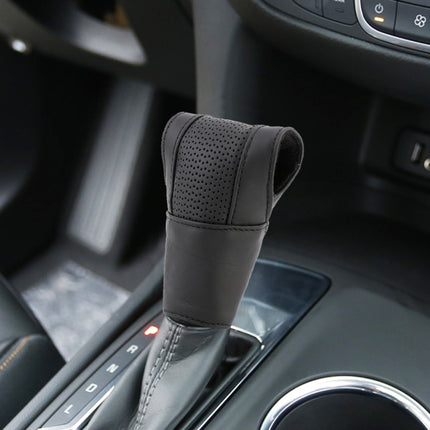 Universal Nonslip Breathable Genuine Leather Car Gear Shift Knob Cover