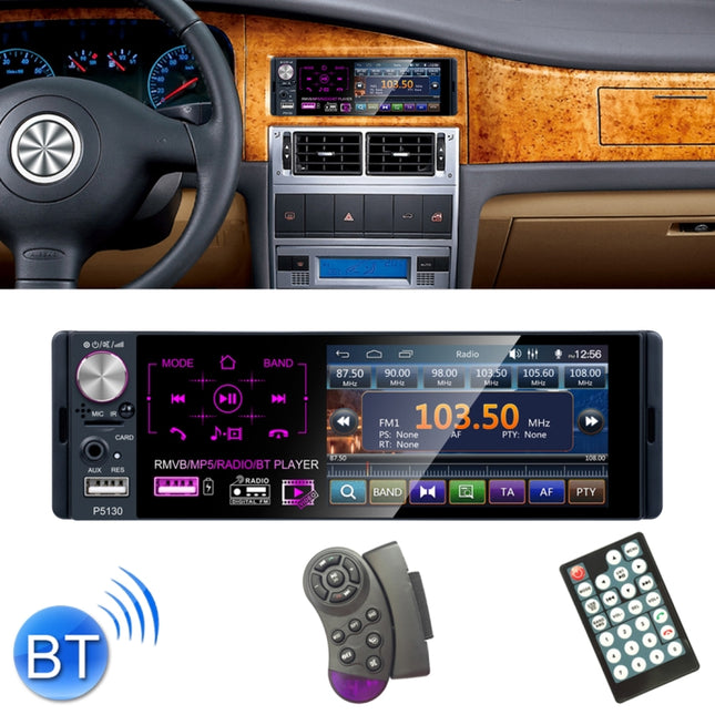 P5130 HD 1 Din 4.1 inch Car Radio Receiver MP5 Player, Support FM & AM & Bluetooth & TF Card, with Steering Wheel Remote Control