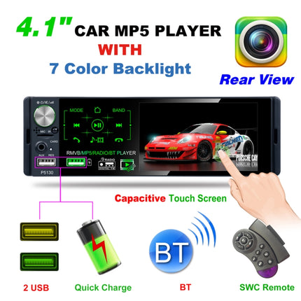 P5130 HD 1 Din 4.1 inch Car Radio Receiver MP5 Player, Support FM & AM & Bluetooth & TF Card, with Steering Wheel Remote Control