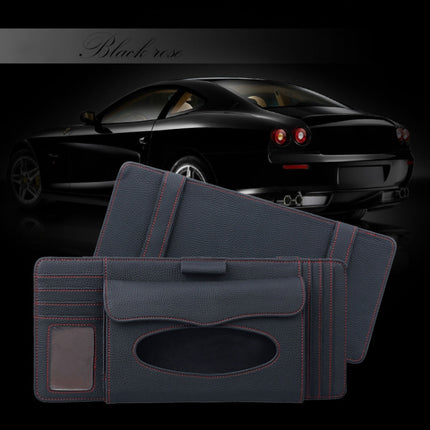 DERANFU 3 In 1 Lichee Texture Multi-function Car Hang Type Leather Towel Box with Card Slot & CD Slot