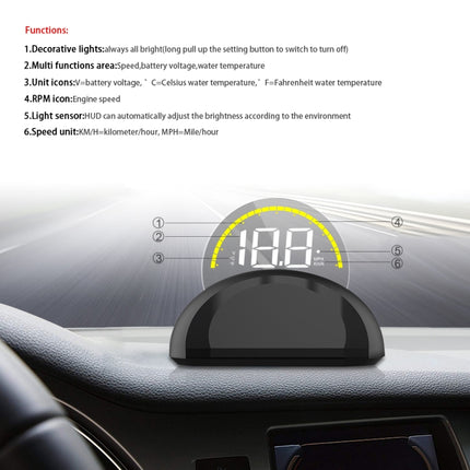 C700 2.6 inch Universal Car OBD2 HUD Vehicle-mounted Head Up Display
