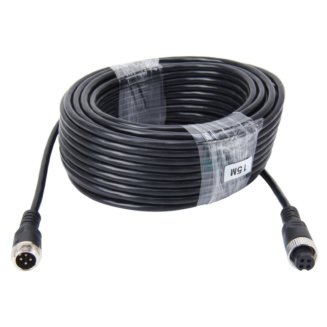 15m M12 4P Aviation Connector Video Audio Extend Cable for CCTV Camera DVR, 15m