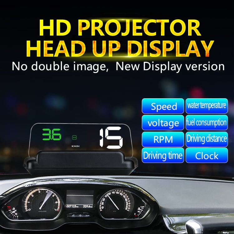 With Adjustable Reflection Board, Speed & RPM & Water Temperature & Oil Consumption & Driving Distance / Time & Voltage Display, Over Speed Alarm, Connect OBD2 Interface