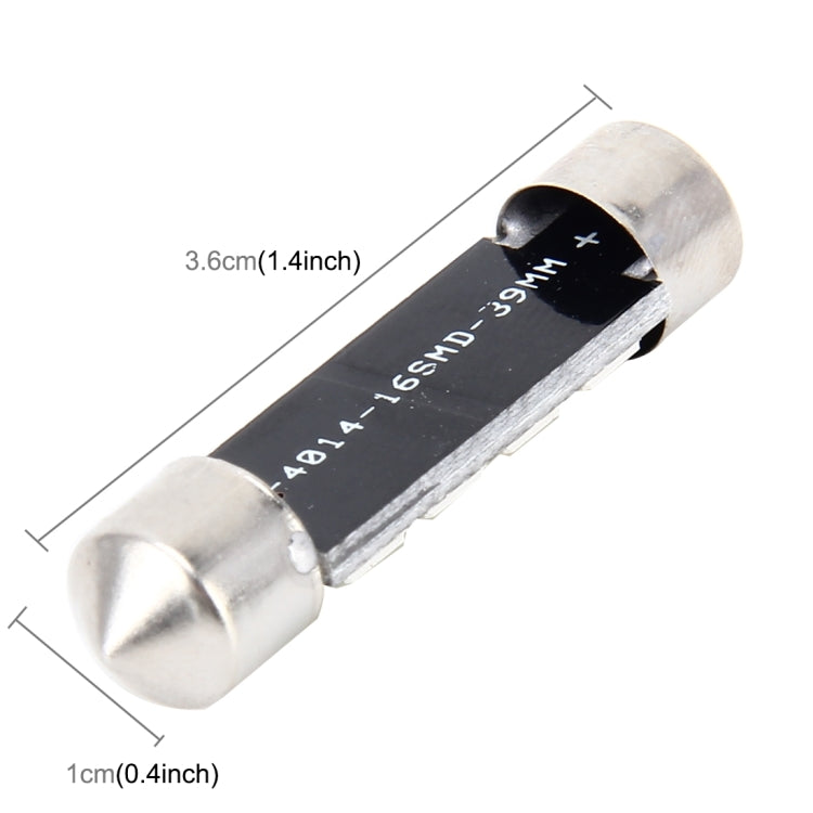 2 PCS 2W 100 LM 6000K 36MM Bicuspid Port Car Dome Lamp LED Reading Light with 16 SMD-4014 LED Lamps, DC 12V