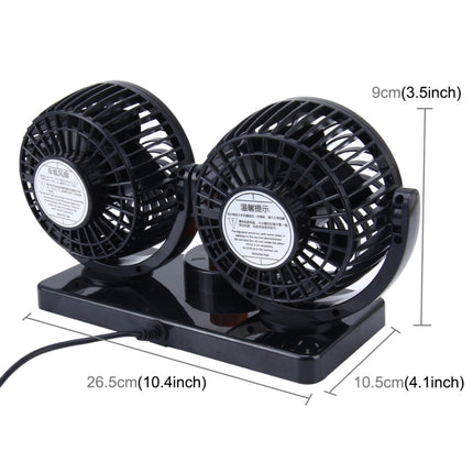 HUXIN HX-T304 10W 360 Degree Adjustable Rotation Two Head Low Noise Mini Electric Car Fan, DC 24V, HX-T304