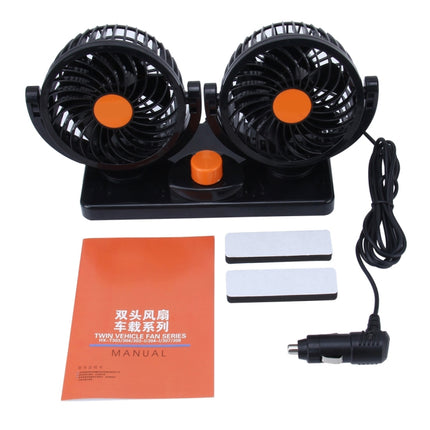 HUXIN HX-T304 10W 360 Degree Adjustable Rotation Two Head Low Noise Mini Electric Car Fan, DC 24V, HX-T304