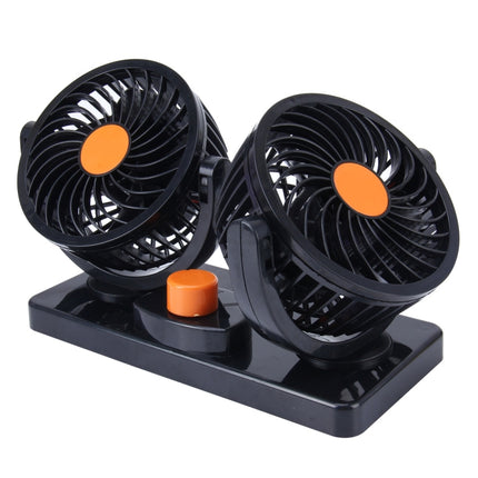 HUXIN HX-T304 10W 360 Degree Adjustable Rotation Two Head Low Noise Mini Electric Car Fan, DC 24V, HX-T304