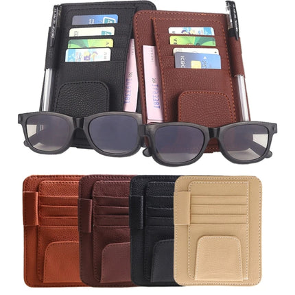 Multi-functional Auto Car Sun Visor Sunglass Holder Card Bill Ticket Storage Holder Pouch Bag