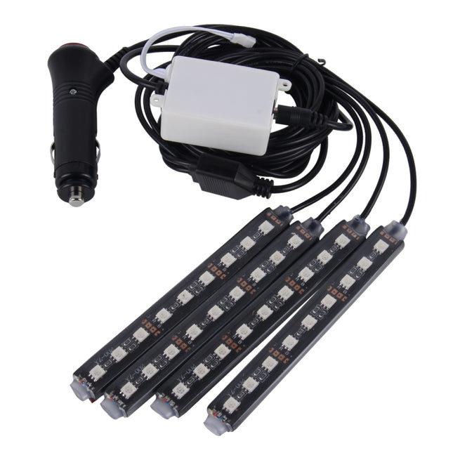 4 in 1 4.5W 36 SMD-5050-LEDs RGB Car Interior Floor Decoration Atmosphere Colorful Neon Light Lamp with Wireless Remote Control, DC 12V, 4.5W RGB Colorful