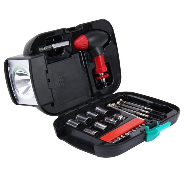 24 PCS Portable Flashlight Tool Box Set - Portable Auto, Home, Emergency Tool Kit with Flashlight, 24 PCS with Flashlight