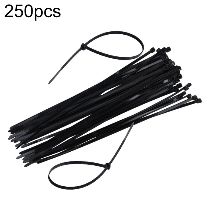 250pcs /Pack 5mm*300mm Nylon Cable Ties, 5mm*300mm Black, 5mm*300mm White