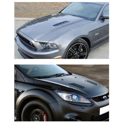 2 PCS Universal Car Air Intake Scoop Bonnet Hood Vent Louver Cooling Panel Trim Set, Black