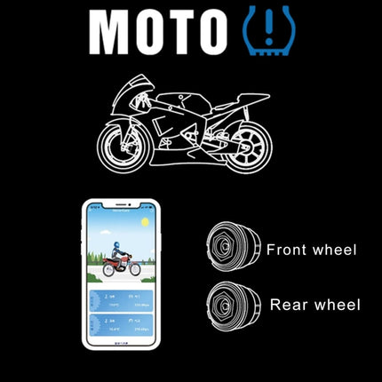 Motorcycle Bluetooth Tire Pressure Monitoring System TPMS Mobile Phone APP Detection 2 External Sensors