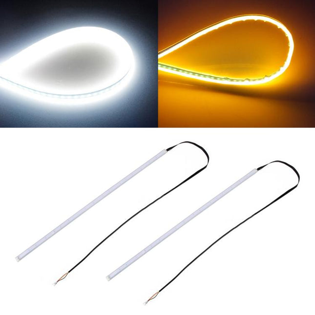 2 PCS 45cm DC12V 5W Ultra-thin Waterproof Car Auto Double Colors Turn Lights / Running Lights SMD-2835 LED Bulbs (Turn Lights: Yellow Light; Running Lights: Blue Light), 45cm Turn Lights: Yellow Light; Running Lights: White Light                       ...