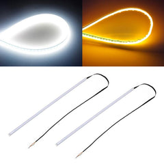 2 PCS 45cm DC12V 5W Ultra-thin Waterproof Car Auto Double Colors Turn Lights / Running Lights SMD-2835 LED Bulbs (Turn Lights: Yellow Light; Running Lights: Blue Light)