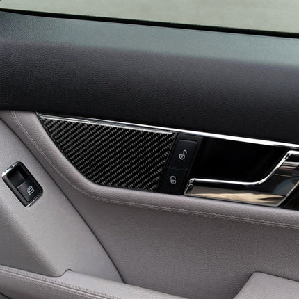 2 PCS Car Carbon Fiber Left Drive Seat Adjustment Panel Decorative Sticker for Mercedes-Benz W204 2007-2013, Left Drive Seat Adjustment (A)