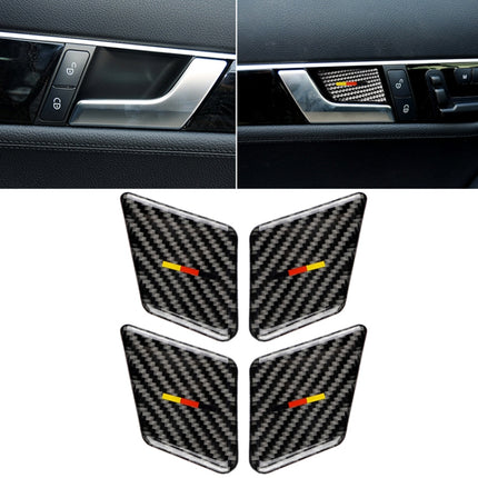 4 PCS Car German Flag Carbon Fiber Door Inner Handle Wrist Panel Decorative Sticker for Mercedes-Benz C Class 2007-2013 / E Class 2009-2016, Door Inner Handle Wrist