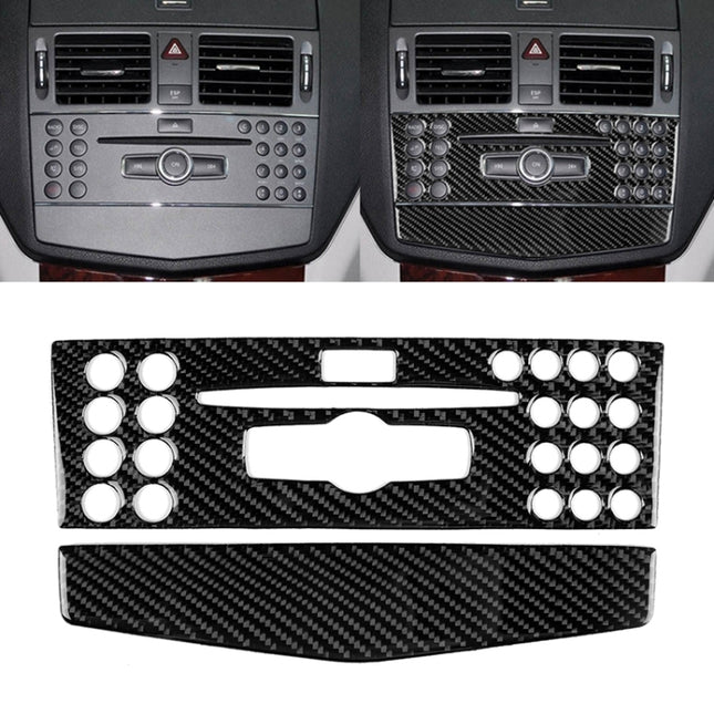Car Carbon Fiber Center Console Panel Decorative Sticker for Mercedes-Benz W204 C Class 2007-2010, Center Console (A)