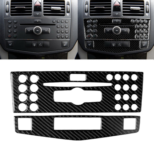 Car Carbon Fiber Center Console Panel Decorative Sticker for Mercedes-Benz W204 C Class 2007-2010