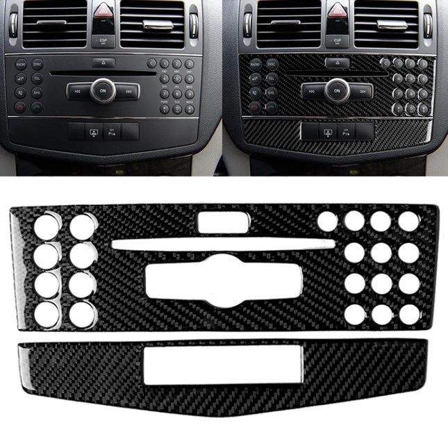 Car Carbon Fiber Center Console Panel Decorative Sticker for Mercedes-Benz W204 C Class 2007-2010, Center Console (C)