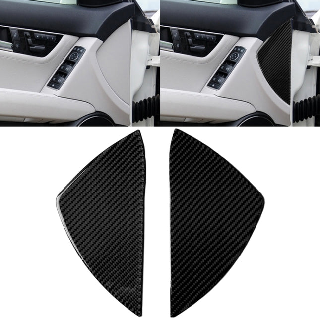 Car Carbon Fiber Front Door Slot Panel Decorative Sticker for Mercedes-Benz W204 C Class 2007-2013, Front Door Slot