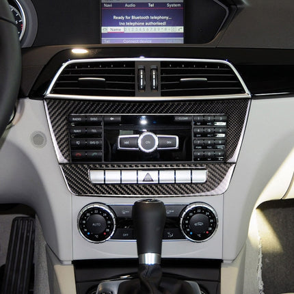 Car Carbon Fiber Central Control CD Panel Decorative Sticker for Mercedes-Benz W204 2011-2013 7-buttons, Central Control CD Panel